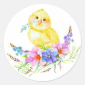 Sticker Rond Petit baby shower fleuri en chick (Devant)