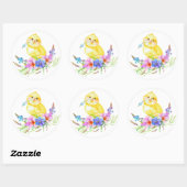 Sticker Rond Petit baby shower fleuri en chick (Feuille)