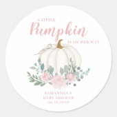 Sticker Rond Petit Baby shower Floral rose Citrouille (Devant)