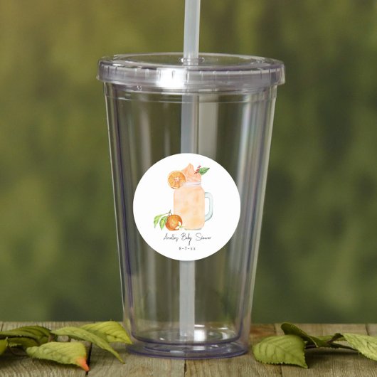 Sticker Rond Petit Baby shower Fruit Smoothie Fille Cutie