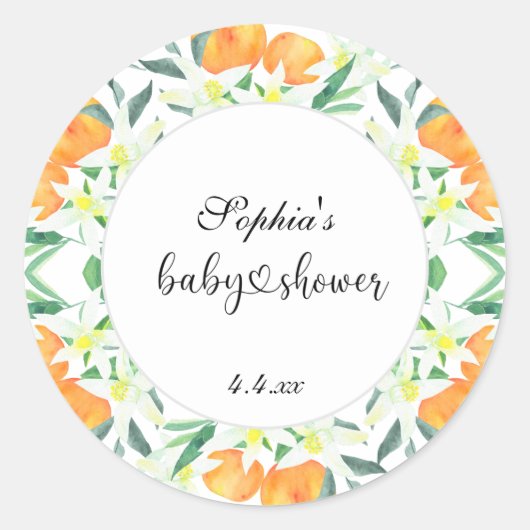 Sticker Rond Petit baby shower orange (Devant)