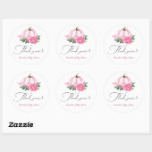 Sticker Rond Petit Baby shower Rustique rose-rose-blanc Citroui (Feuille)