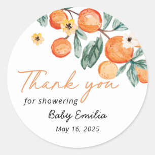 Sticker Rond Petit Bébé Orange Mignon Faveur de Remerciement po