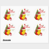 Sticker Rond Petit bébé poulet Noël (Feuille)