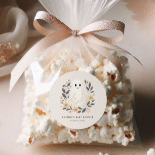 Sticker Rond Petit Boho Ghost Baby shower d'Halloween