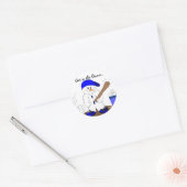 Sticker Rond Petit Bonhomme de Neige Batteur (Enveloppe)
