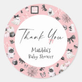 Sticker Rond Petit Boo Halloween fille Baby shower Merci (Devant)