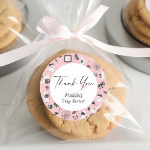 Sticker Rond Petit Boo Halloween fille Baby shower Merci