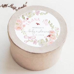 Sticker Rond Petit Bug d'Amour Baby Shower Wildflower Merci