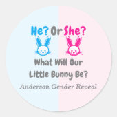 Sticker Rond Petit Bunny Gender Reveal (Devant)