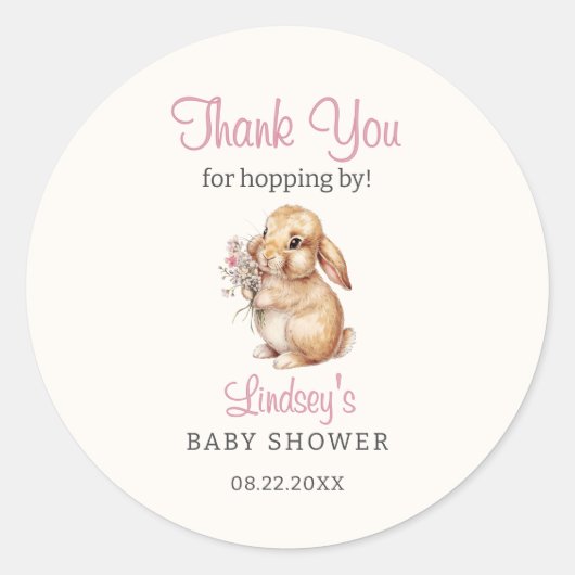 Sticker Rond Petit Bunny Pastel Merci Floral (Devant)