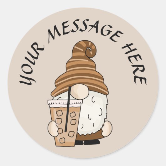Sticker Rond Petit café de glace gnome ajouter un message (Devant)