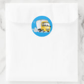Sticker Rond Petit Camion Cartoon Jaune pour enfants ! (Sac)