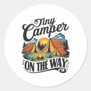 Sticker Rond Petit campeur en route Annonce de grossesse pour a