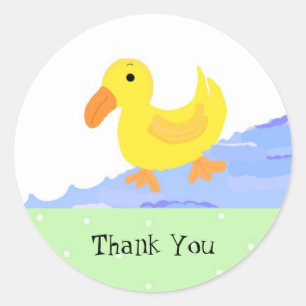Sticker Rond Petit Canard Jaune Merci