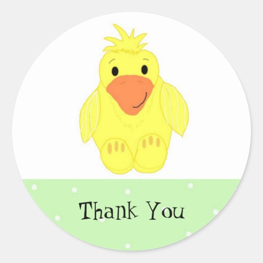 Sticker Rond Petit Canard Jaune Merci (Devant)