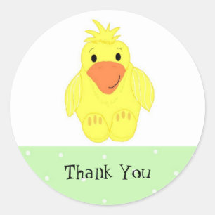 Sticker Rond Petit Canard Jaune Merci