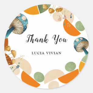 Sticker Rond Petit Champignon géométrique coloré moderne