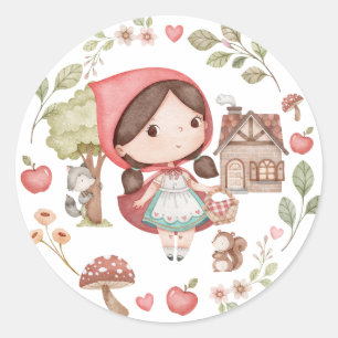 Sticker Rond Petit Chaperon Rouge Cute Whimsical