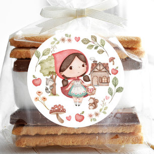 Sticker Rond Petit Chaperon Rouge Mignon Fantaisiste