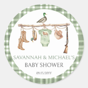 Sticker Rond Petit chasseur Baby Shower chasseur