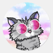 Sticker Rond Petit chat Cool (Devant)