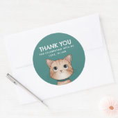 Sticker Rond Petit chaton brun merci (Enveloppe)