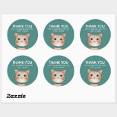 Sticker Rond Petit chaton brun merci (Feuille)
