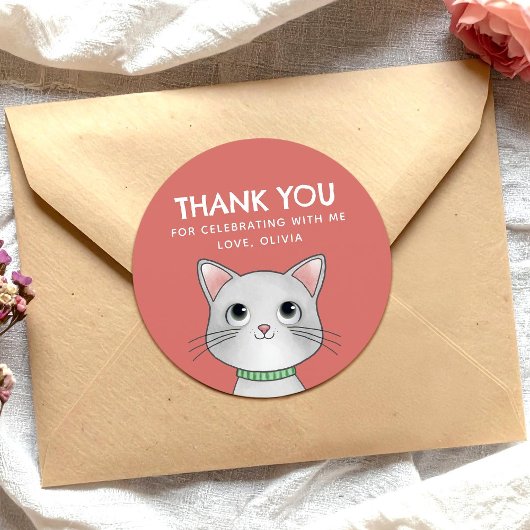 Sticker Rond Petit chaton merci