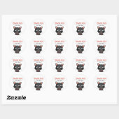Sticker Rond Petit chaton noir merci (Feuille)
