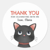Sticker Rond Petit chaton noir merci (Devant)