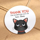 Sticker Rond Petit chaton noir merci