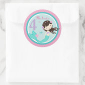 Sticker Rond Petit chevalet de sirène Brunette 4 (Sac)