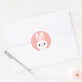 Sticker Rond Petit chevalet rose lapin mignon (Enveloppe)