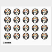 Sticker Rond petit chien mignon (Feuille)