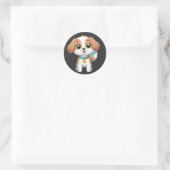 Sticker Rond petit chien mignon (Sac)