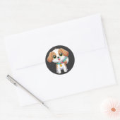 Sticker Rond petit chien mignon (Enveloppe)
