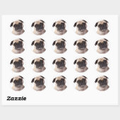 Sticker Rond petit chien mignon carlin (Feuille)