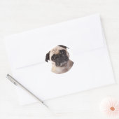Sticker Rond petit chien mignon carlin (Enveloppe)