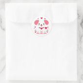 Sticker Rond Petit chiot de la Saint-Valentin (Sac)