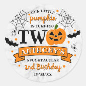 Sticker Rond Petit Citrouille à deux heures d'Halloween 2e anni (Devant)