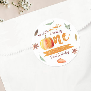 Sticker Rond Petit Citrouille Automne 1er Anniversaire