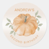 Sticker Rond Petit Citrouille Automne Deuxième Automne 2e Anniv (Devant)
