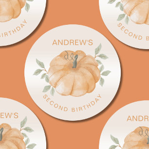 Sticker Rond Petit Citrouille Automne Deuxième Automne 2e Anniv