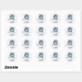 Sticker Rond Petit Citrouille Baby shower bleu  Merci (Feuille)
