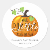 Sticker Rond Petit Citrouille en chemin | Baby shower mignon (Devant)