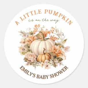 Sticker Rond Petit Citrouille En Voie Baby shower Neutre