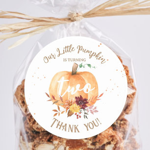 Sticker Rond Petit Citrouille Genre Neutre Automne 2e Anniversa