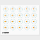 Sticker Rond Petit Citrouille Pastel Bleu Premier Anniversaire (Feuille)