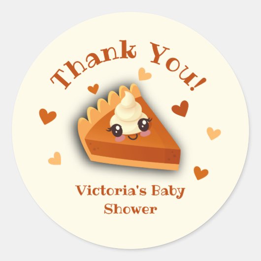 Sticker Rond Petit Citrouille Pie Baby shower d'automne (Devant)